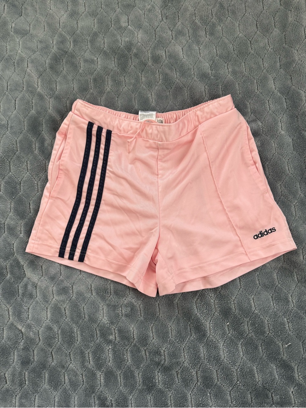 Vintage adidas Pink Athletic Shorts with Navy Three-Stripes